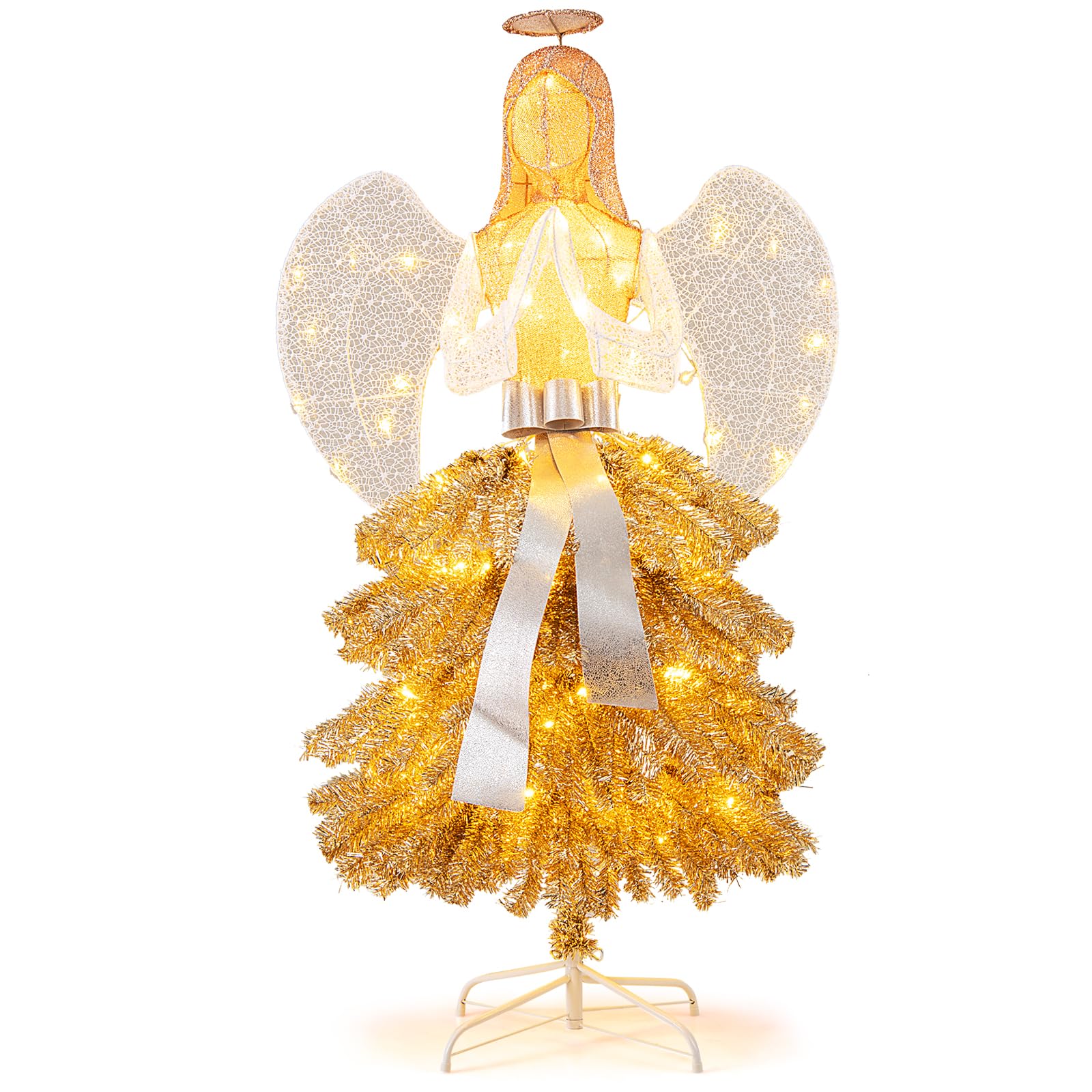 Tangkula 5.2 FT Lighted Angel with Christmas Tree Skirt